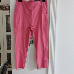 RBX High Waisted Capri Length Leggings Tights Live Life Active PINK LARGE